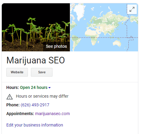 marijuana seo google my business