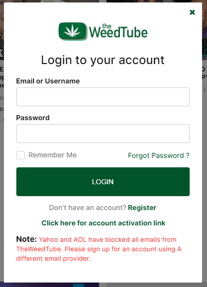 the weedtube login