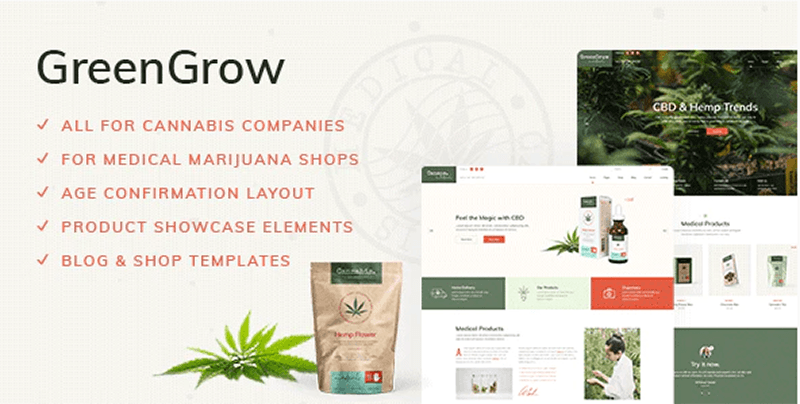 greengrow wordpress cannabis theme