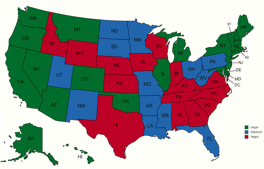 Marijuana Legal States A StateByState Map Guide Marijuana SEO™